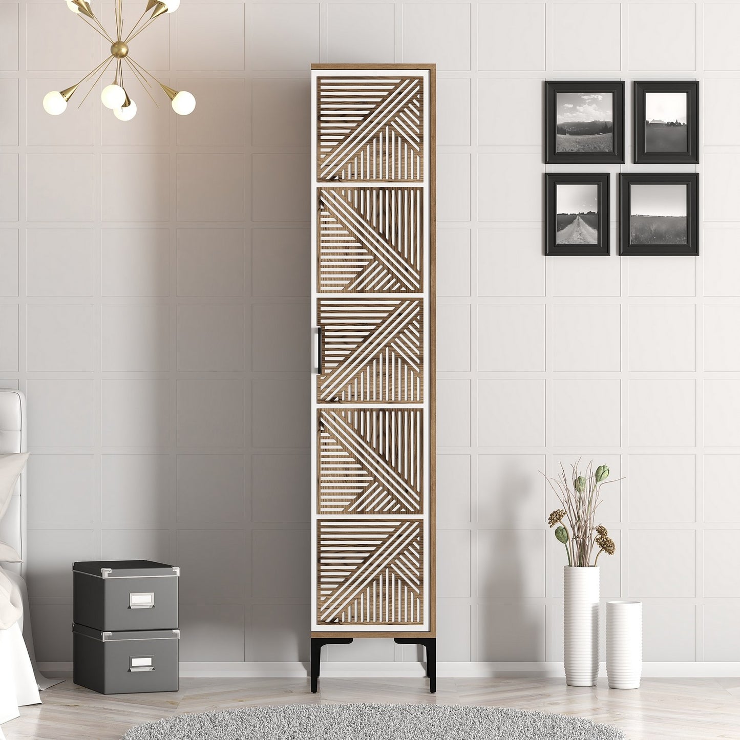 Ντουλάπα 40x201.4x47.5 εκ Walnut White 845HCT5399