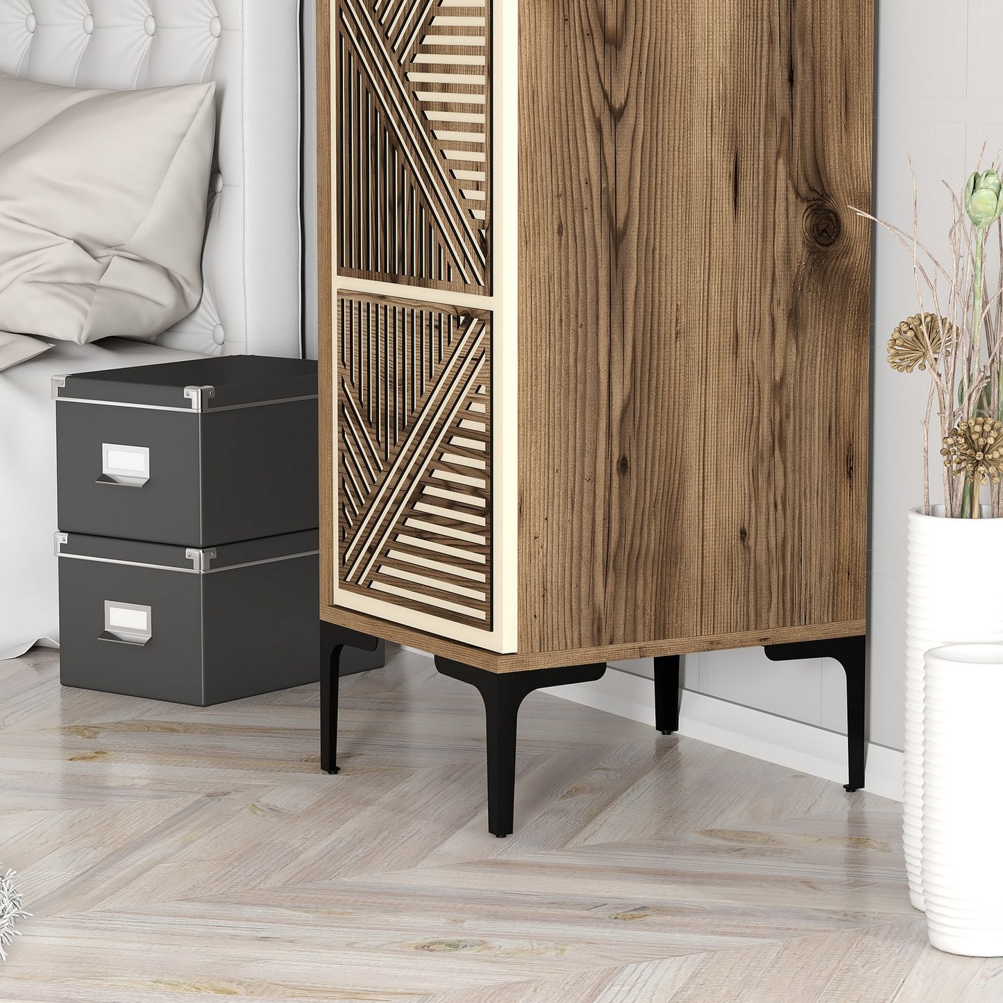 Ντουλάπα 40x201.4x47.5 εκ Walnut Cream 845HCT5401