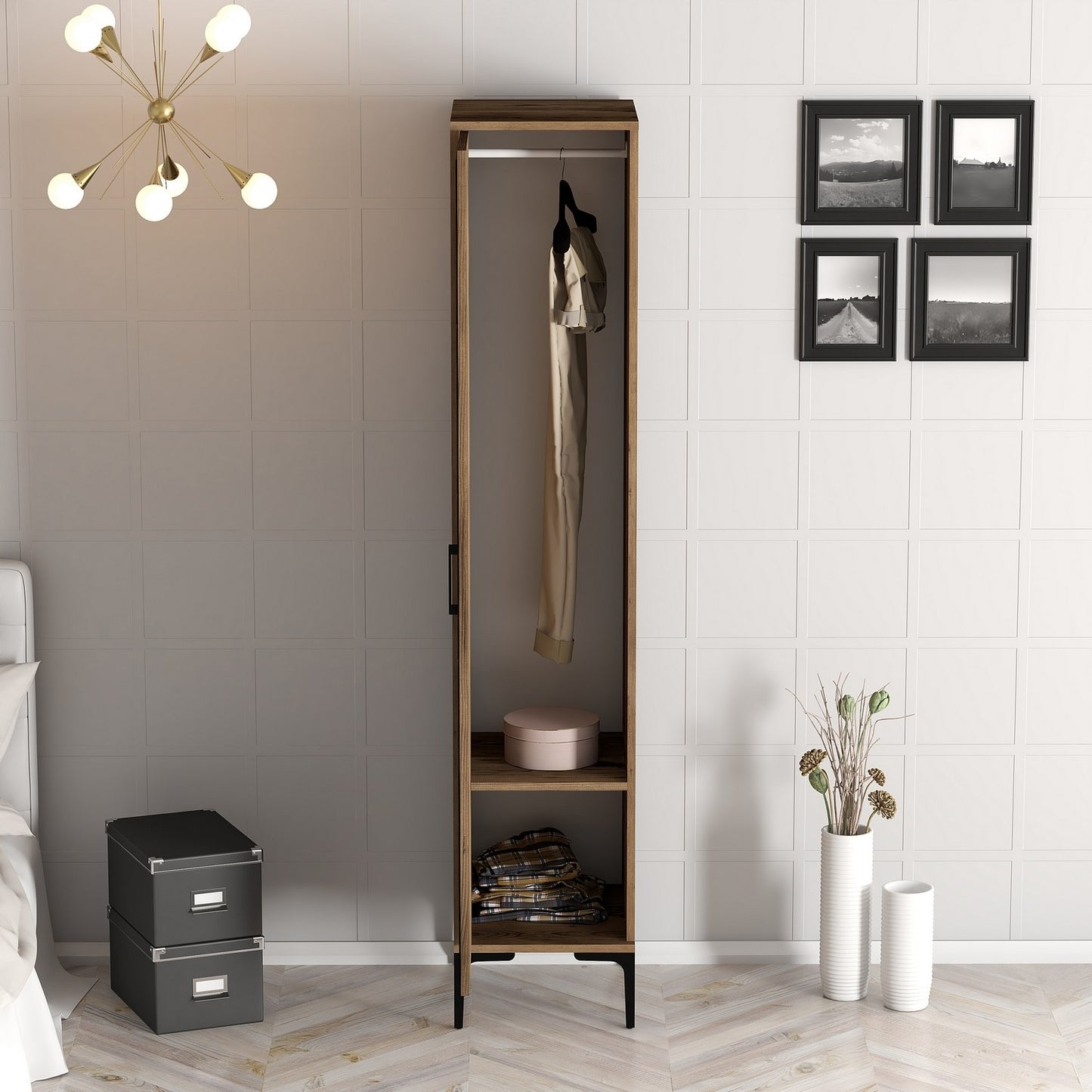 Ντουλάπα Έπιπλο Εισόδου σε 5 Χρωματισμούς Ψηλό Ντουλάπι Κρεμάστρα Ραφιέρα Κρεβατοκάμαρας Έπιπλο Μπάνιου Ανοιχτή Ντουλάπα 845HCT5402