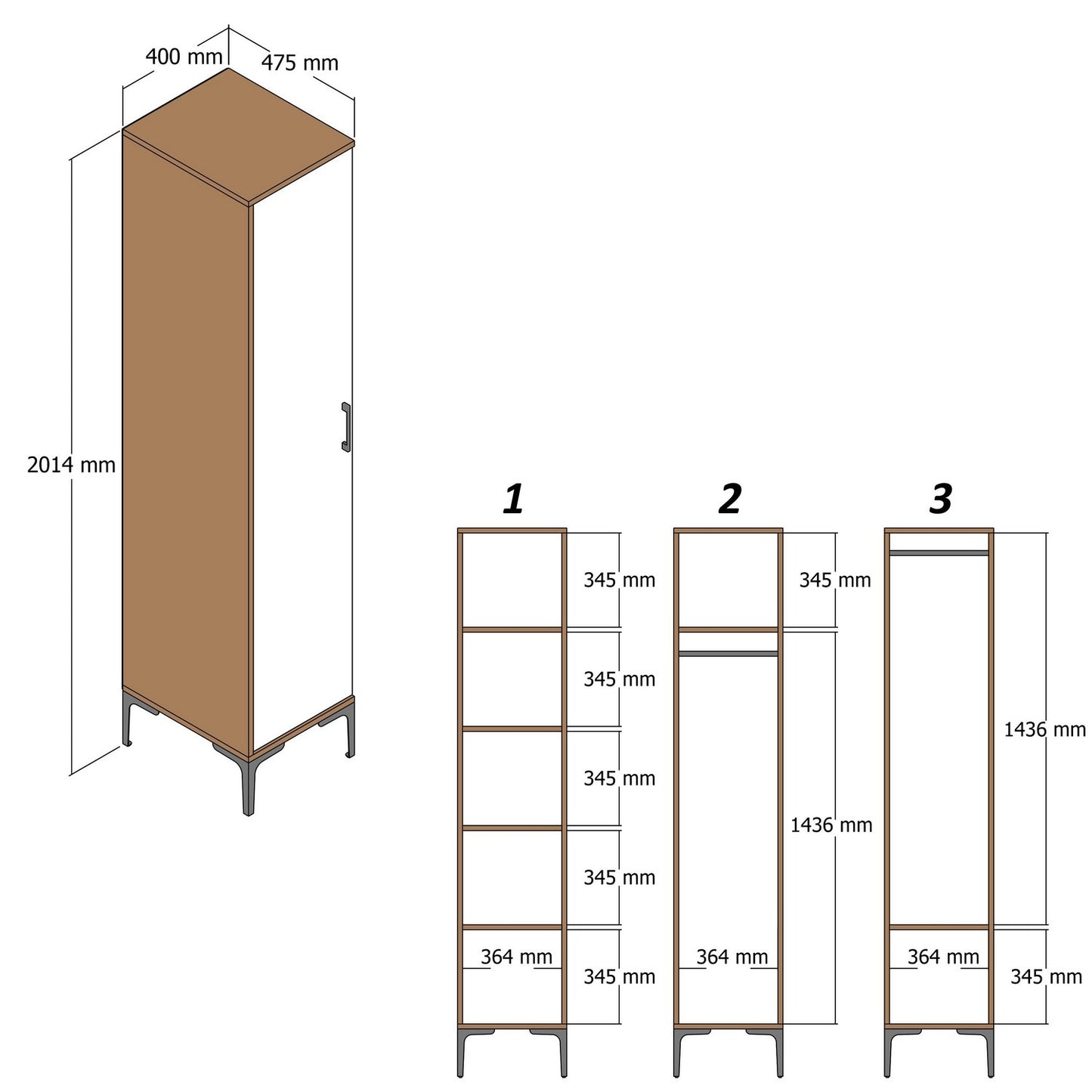 Ντουλάπα 40x201.4x47.5 εκ Λευκό 845HCT5403