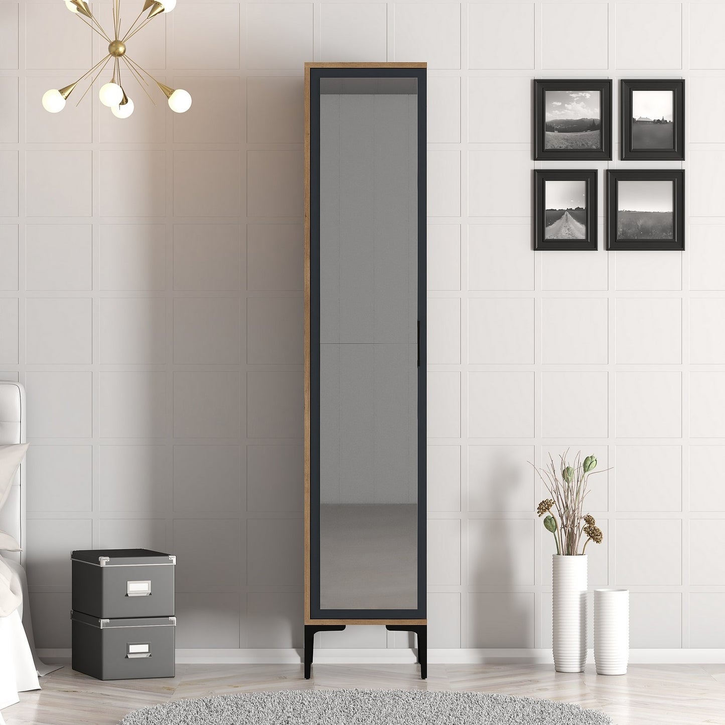 Ντουλάπα 40x201.4x47.5 εκ Walnut Anthracite 845HCT5404