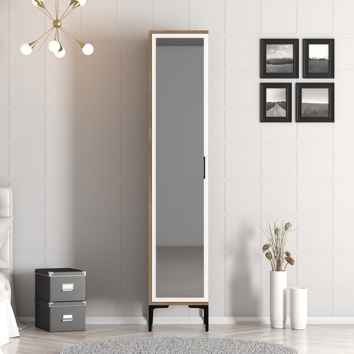Ντουλάπα 40x201.4x47.5 εκ Walnut White 845HCT5405