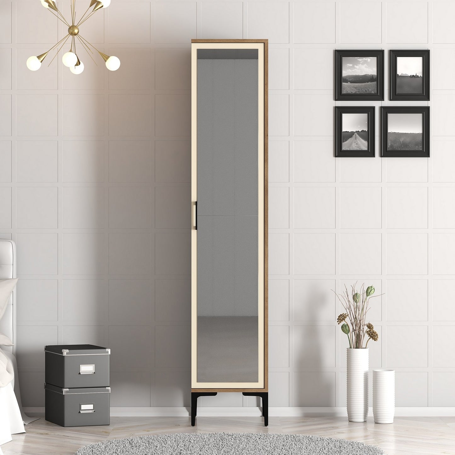 Ντουλάπα 40x201.4x47.5 εκ Walnut Cream 845HCT5406