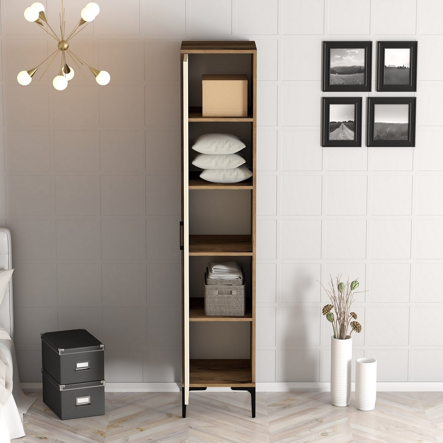 Ντουλάπα 40x201.4x47.5 εκ Walnut Cream 845HCT5406