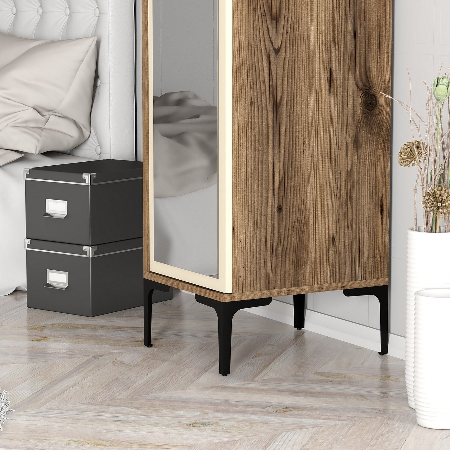 Ντουλάπα 40x201.4x47.5 εκ Walnut Cream 845HCT5406
