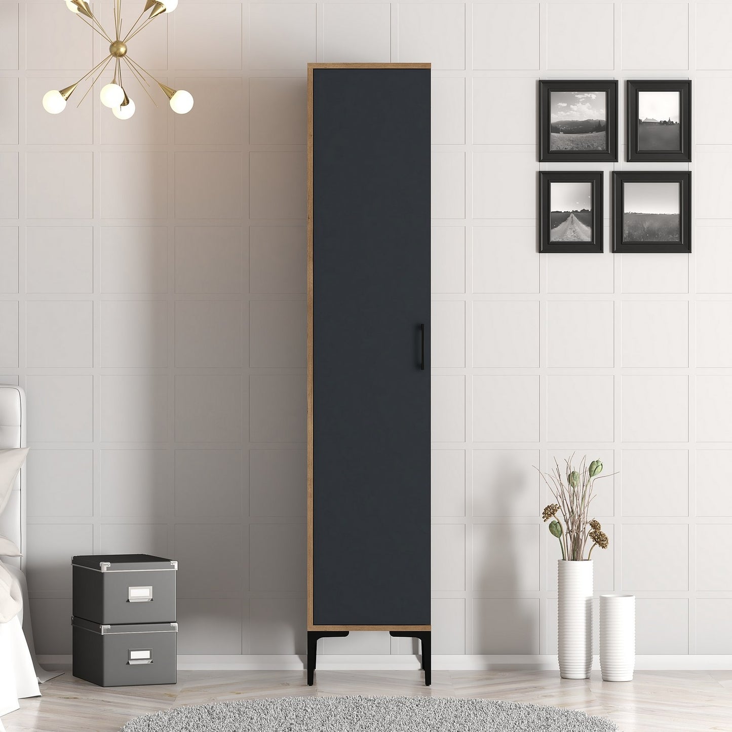 Ντουλάπα 40x201.4x47.5 εκ Walnut Anthracite 845HCT5409