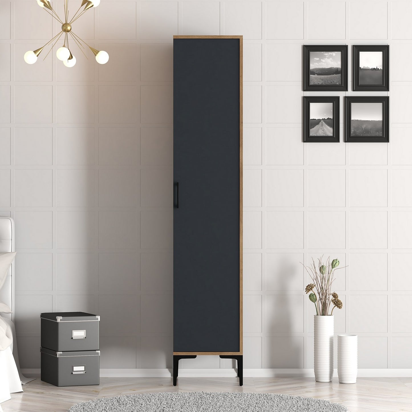 Ντουλάπα 40x201.4x47.5 εκ Walnut Anthracite 845HCT5409