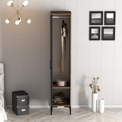 Ντουλάπα 40x201.4x47.5 εκ Walnut Anthracite 845HCT5409