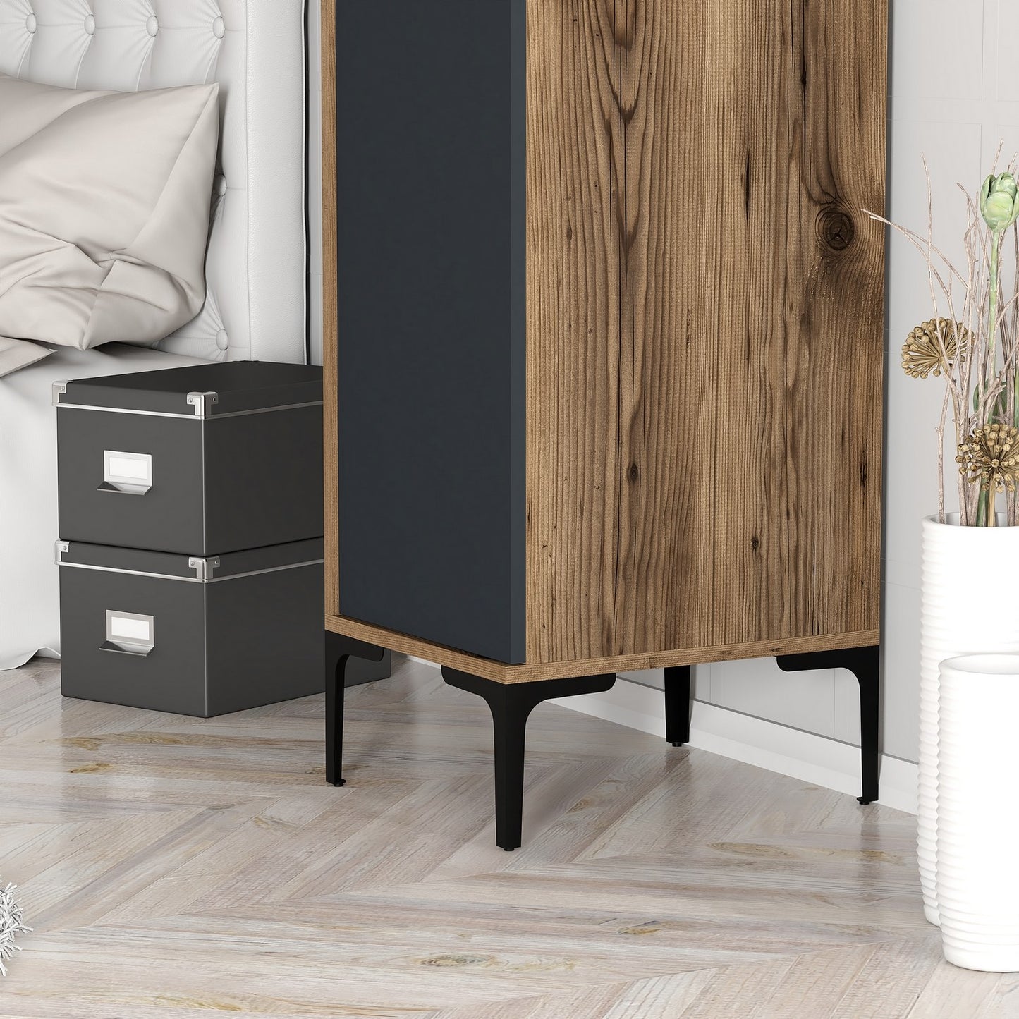 Ντουλάπα 40x201.4x47.5 εκ Walnut Anthracite 845HCT5409
