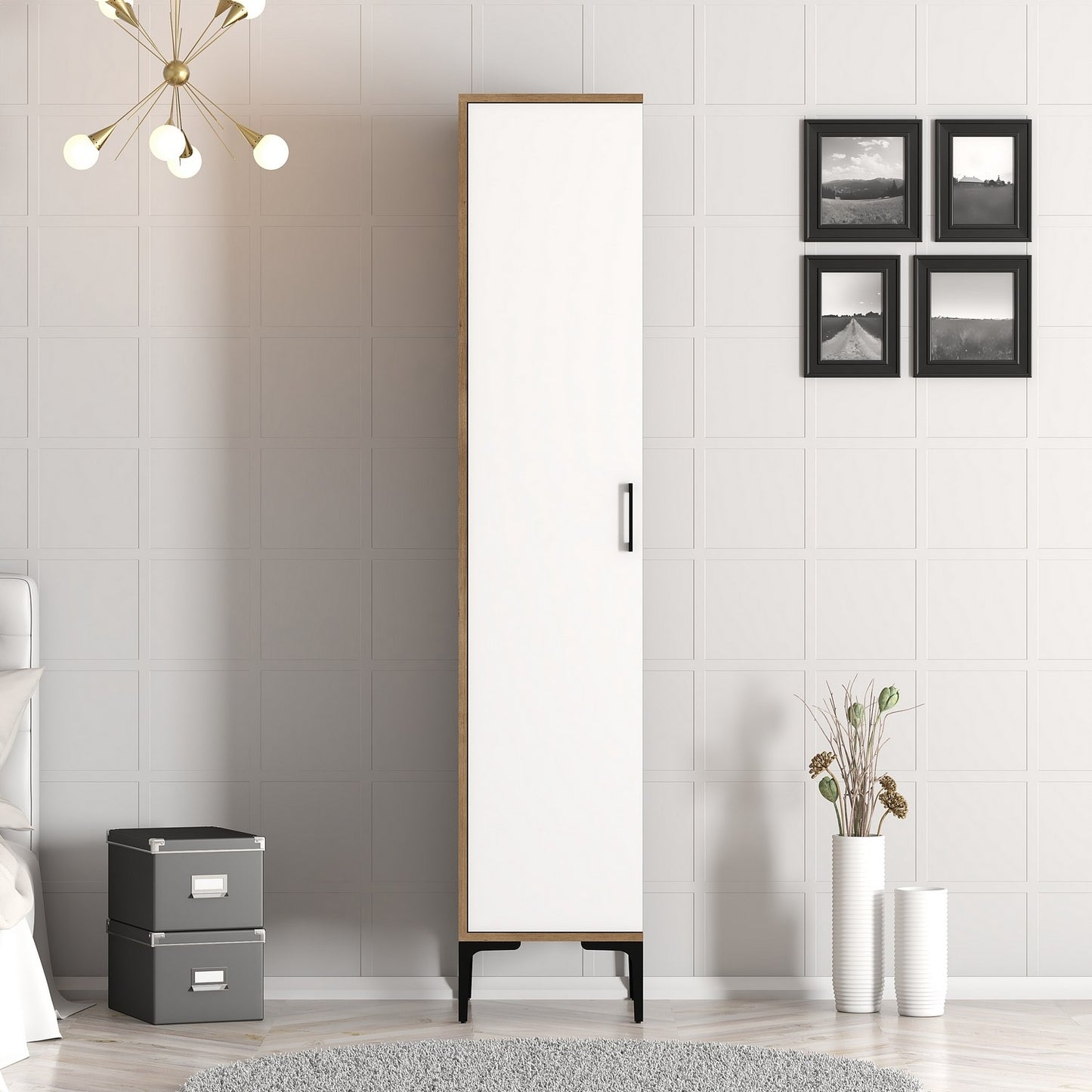 Ντουλάπα 40x201.4x47.5 εκ Walnut White 845HCT5410