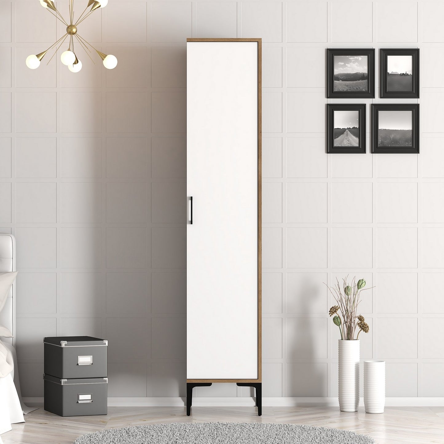 Ντουλάπα 40x201.4x47.5 εκ Walnut White 845HCT5410