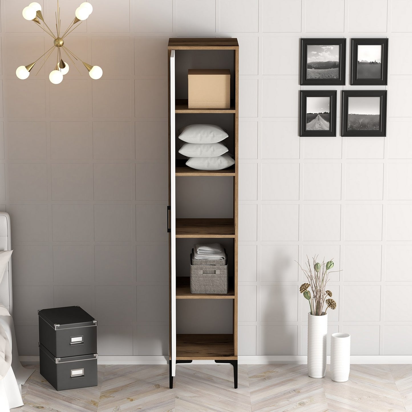Ντουλάπα 40x201.4x47.5 εκ Walnut White 845HCT5410