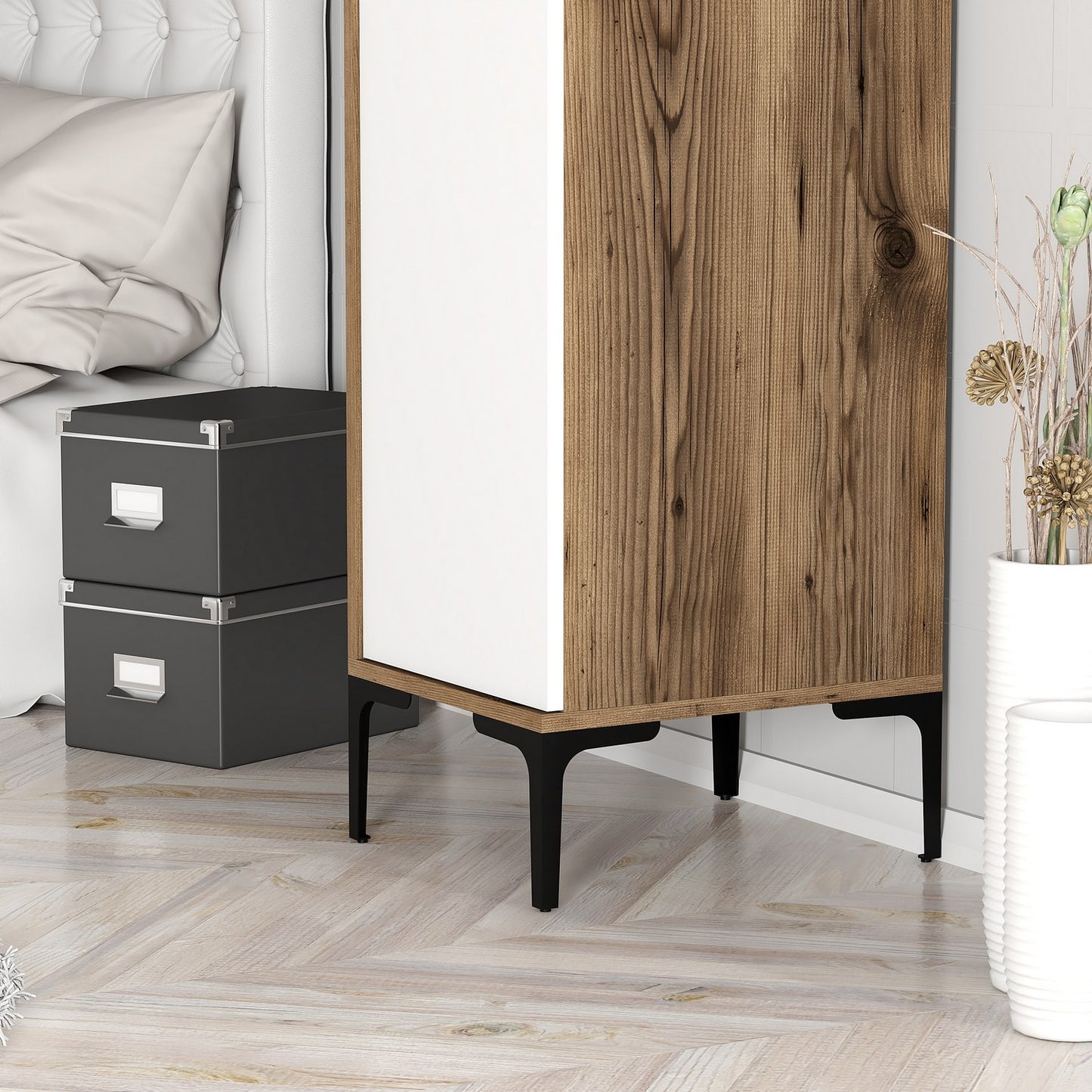 Ντουλάπα 40x201.4x47.5 εκ Walnut White 845HCT5410