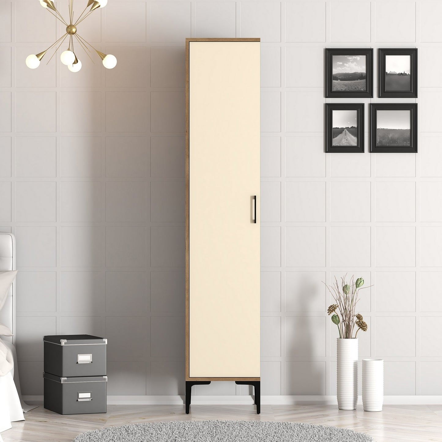 Ντουλάπα 40x201.4x47.5 εκ Walnut Cream 845HCT5411