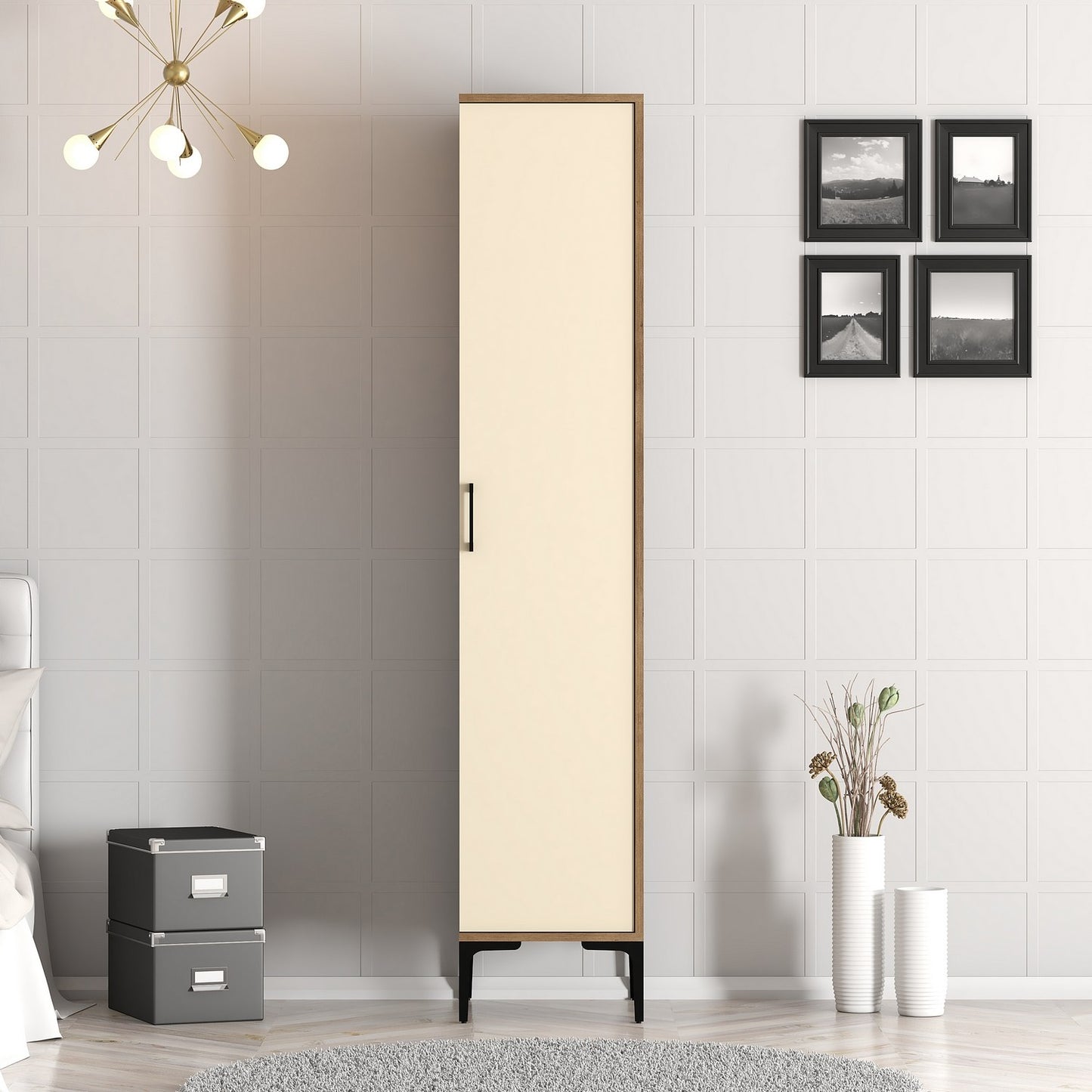 Ντουλάπα 40x201.4x47.5 εκ Walnut Cream 845HCT5411