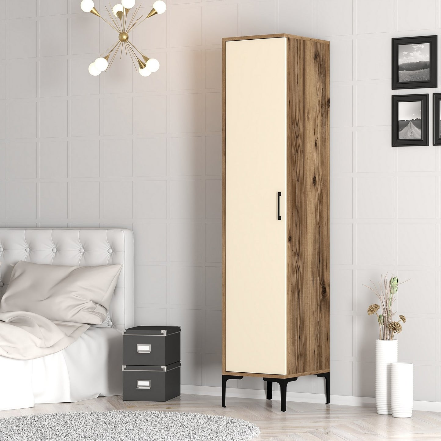 Ντουλάπα 40x201.4x47.5 εκ Walnut Cream 845HCT5411