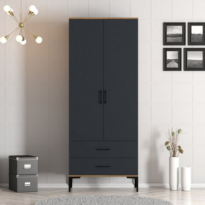 Ντουλάπα 80x201.4x47.5 εκ Walnut Anthracite 845HCT5414
