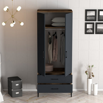 Ντουλάπα 80x201.4x47.5 εκ Walnut Anthracite 845HCT5414