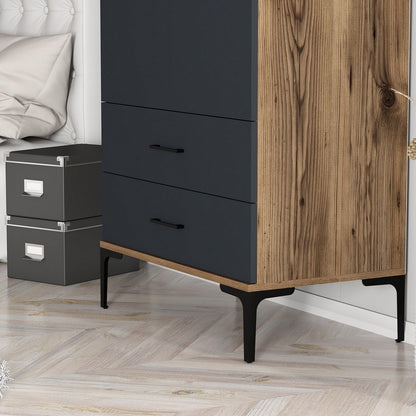 Ντουλάπα 80x201.4x47.5 εκ Walnut Anthracite 845HCT5414