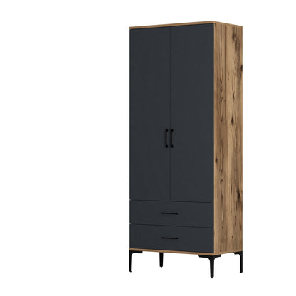 Ντουλάπα 80x201.4x47.5 εκ Walnut Anthracite 845HCT5414