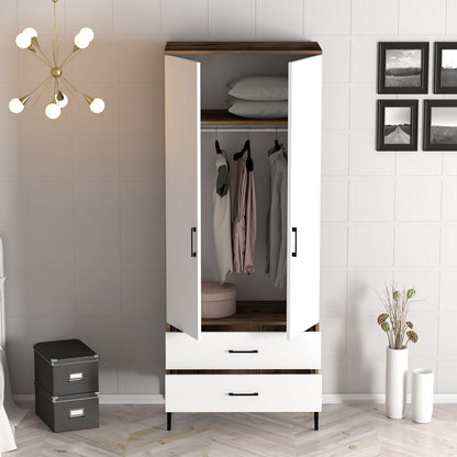 Ντουλάπα 80x201.4x47.5 εκ Walnut White 845HCT5415