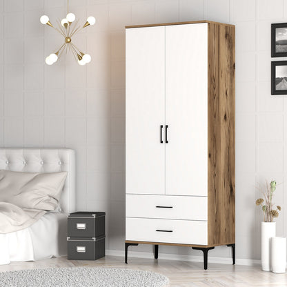 Ντουλάπα 80x201.4x47.5 εκ Walnut White 845HCT5415