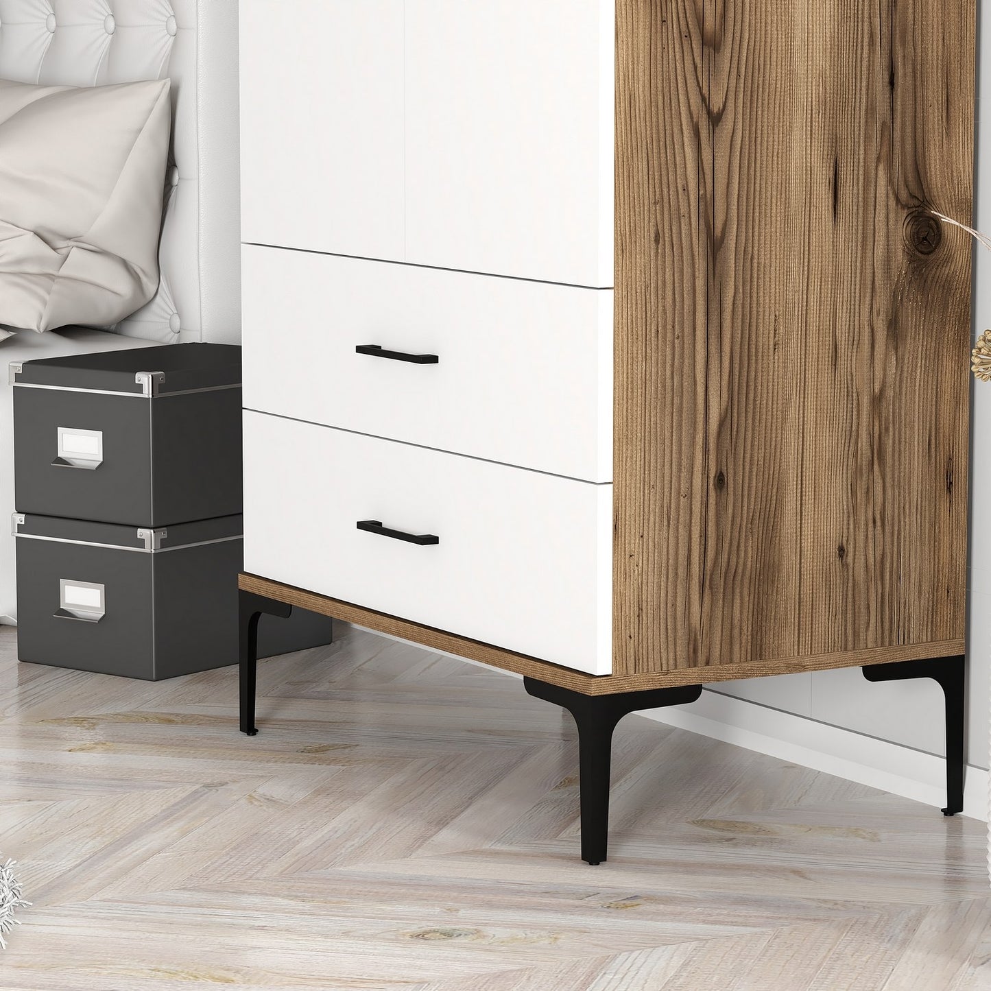 Ντουλάπα 80x201.4x47.5 εκ Walnut White 845HCT5415