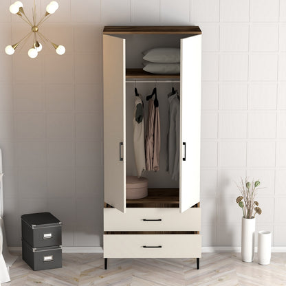 Ντουλάπα 80x201.4x47.5 εκ Walnut Cream 845HCT5416