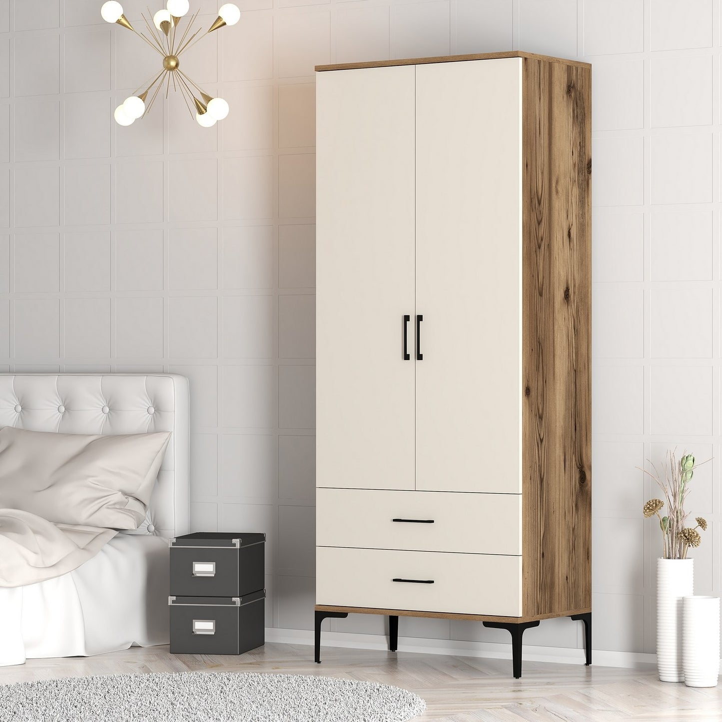 Ντουλάπα 80x201.4x47.5 εκ Walnut Cream 845HCT5416