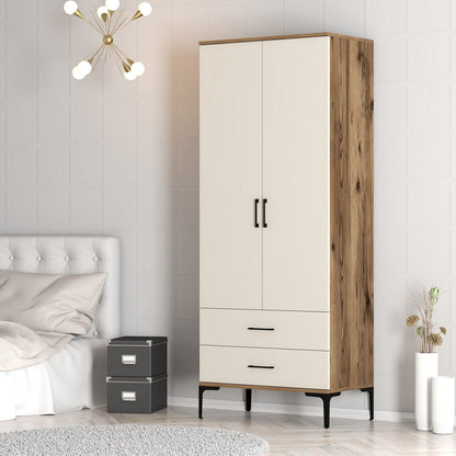 Ντουλάπα 80x201.4x47.5 εκ Walnut Cream 845HCT5416