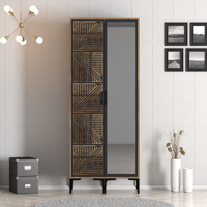 Ντουλάπα 80x201.4x47.5 εκ Walnut Anthracite 845HCT5419