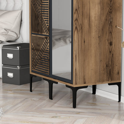 Ντουλάπα 80x201.4x47.5 εκ Walnut Anthracite 845HCT5419