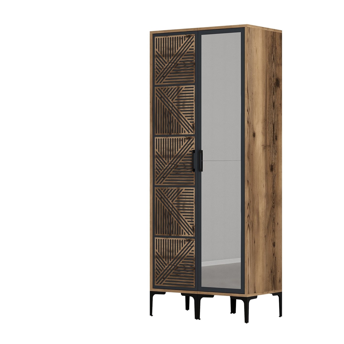 Ντουλάπα 80x201.4x47.5 εκ Walnut Anthracite 845HCT5419