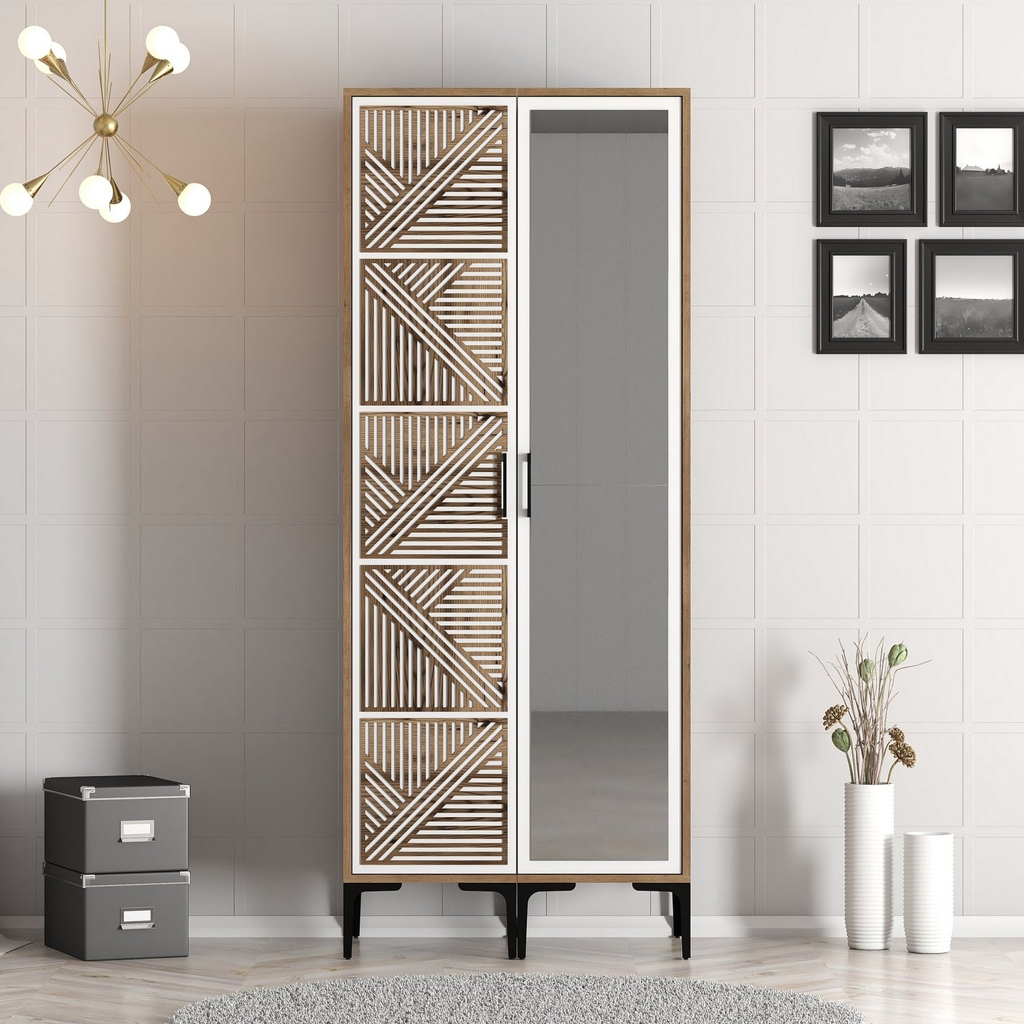 Ντουλάπα 80x201.4x47.5 εκ Walnut White 845HCT5420