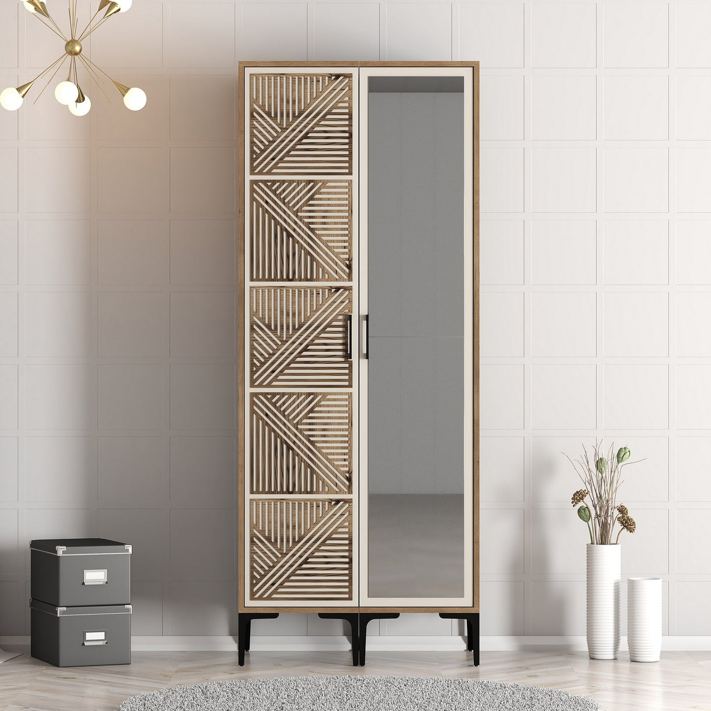 Ντουλάπα 80x201.4x47.5 εκ Walnut Cream 845HCT5421