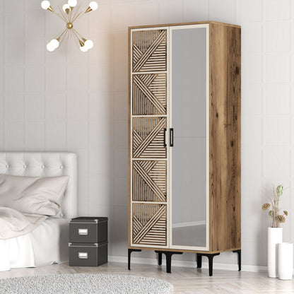 Ντουλάπα 80x201.4x47.5 εκ Walnut Cream 845HCT5421