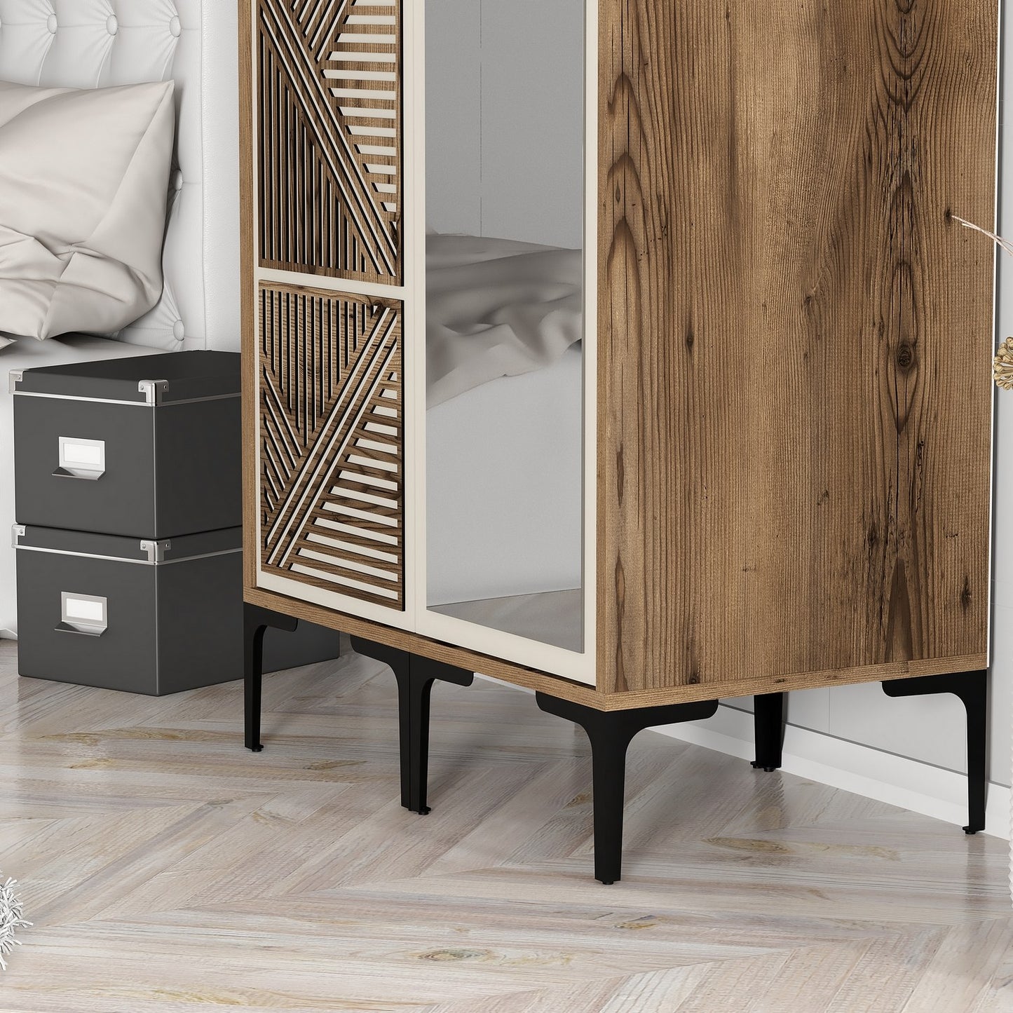 Ντουλάπα 80x201.4x47.5 εκ Walnut Cream 845HCT5421