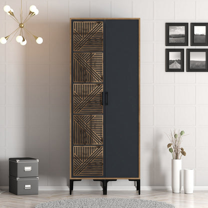 Ντουλάπα 80x201.4x47.5 εκ Walnut Anthracite 845HCT5424