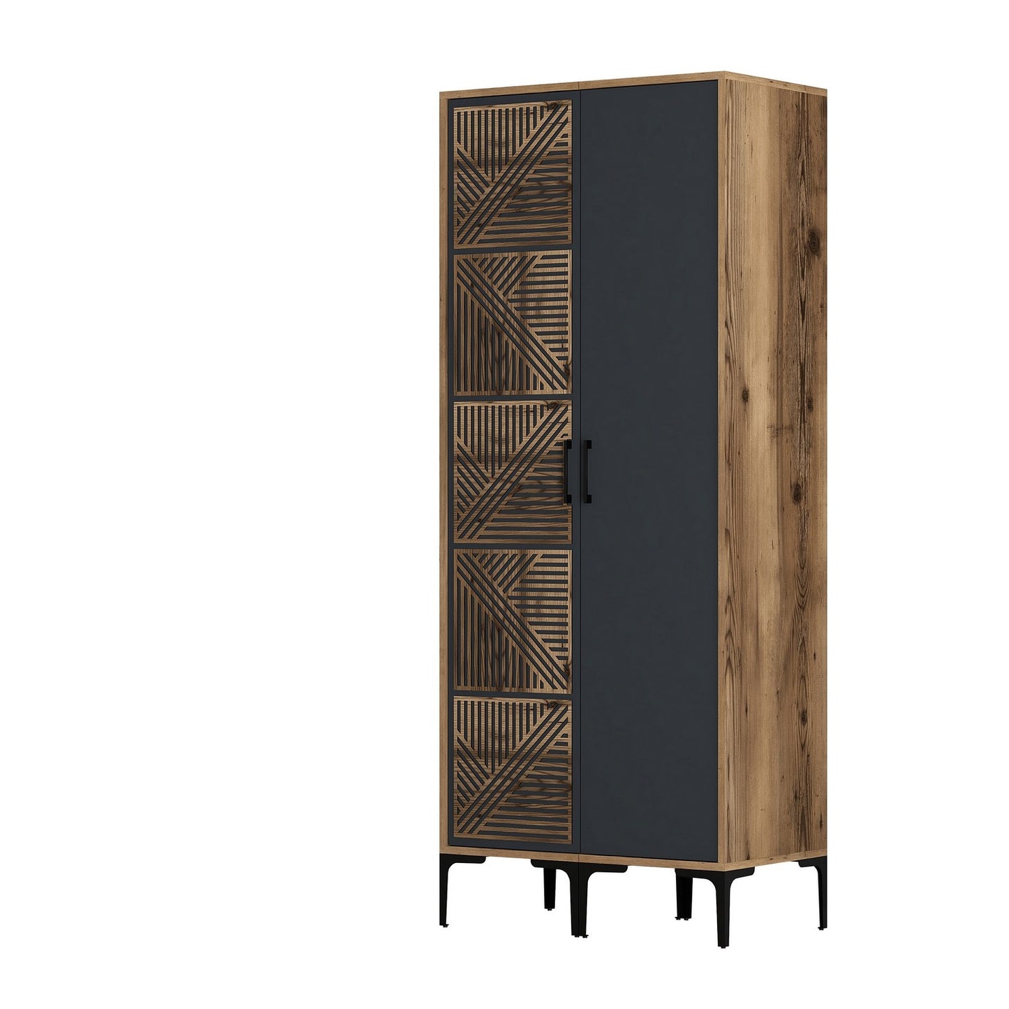 Ντουλάπα 80x201.4x47.5 εκ Walnut Anthracite 845HCT5424