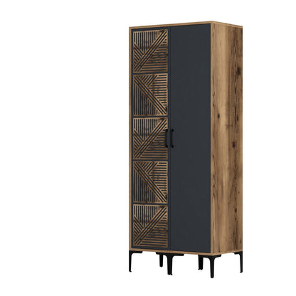 Ντουλάπα 80x201.4x47.5 εκ Walnut Anthracite 845HCT5424