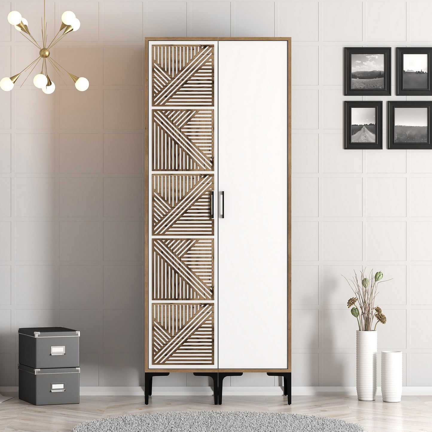 Ντουλάπα 80x201.4x47.5 εκ Walnut White 845HCT5425