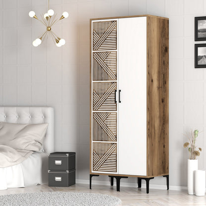 Ντουλάπα 80x201.4x47.5 εκ Walnut White 845HCT5425