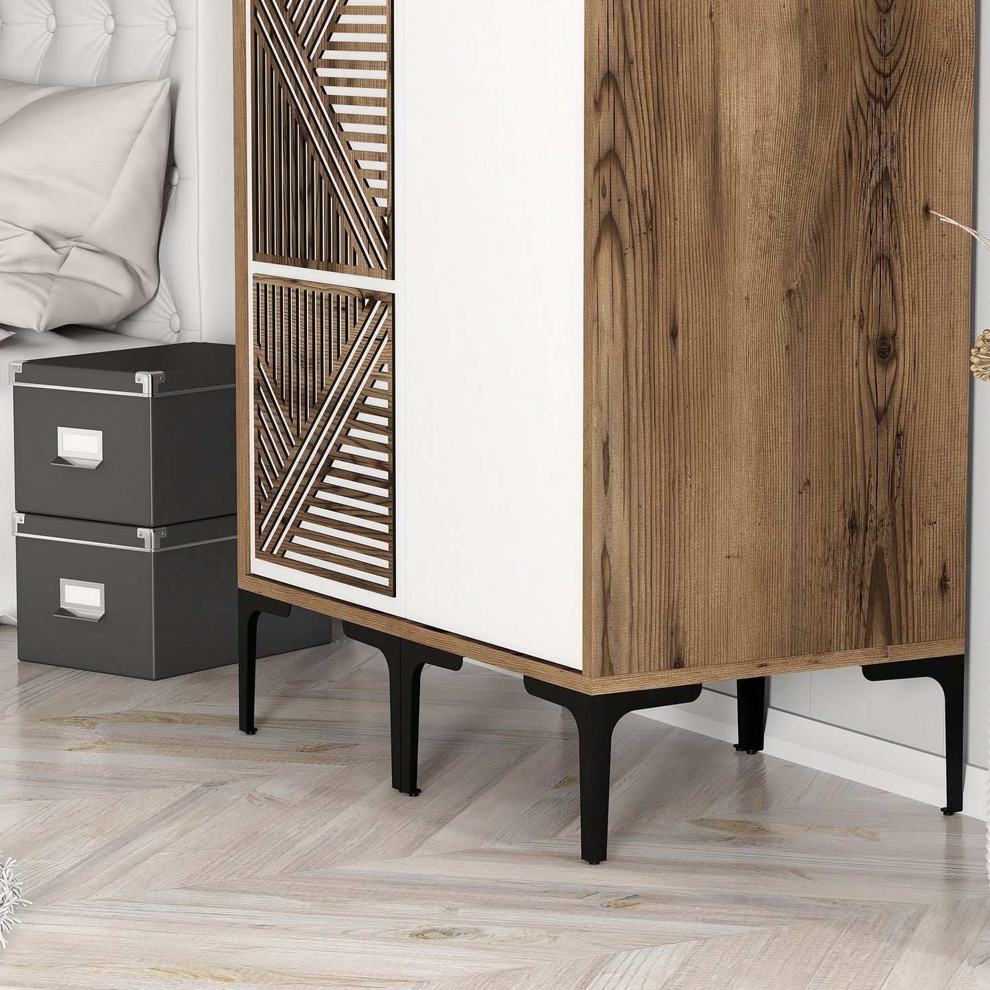 Ντουλάπα 80x201.4x47.5 εκ Walnut White 845HCT5425
