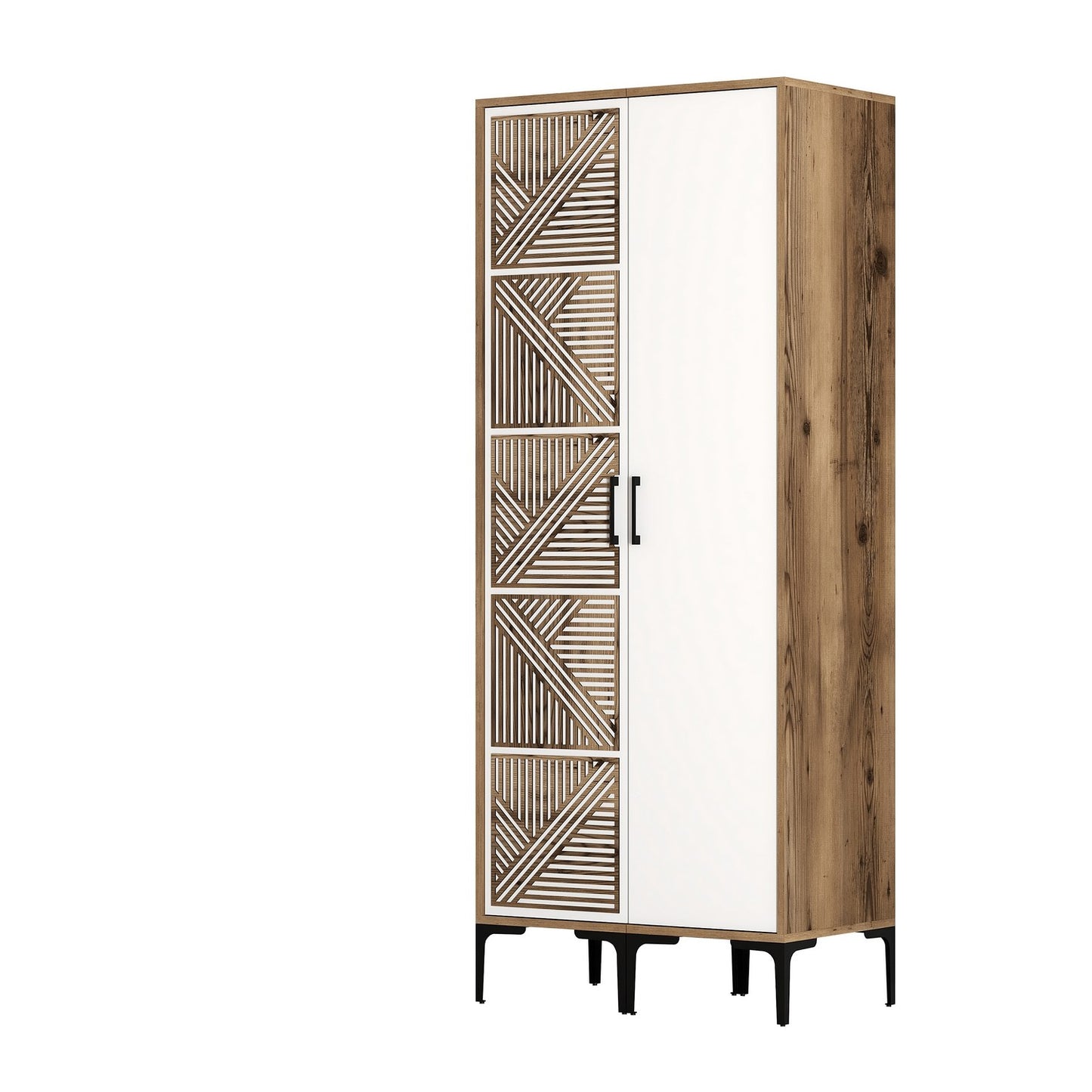 Ντουλάπα 80x201.4x47.5 εκ Walnut White 845HCT5425