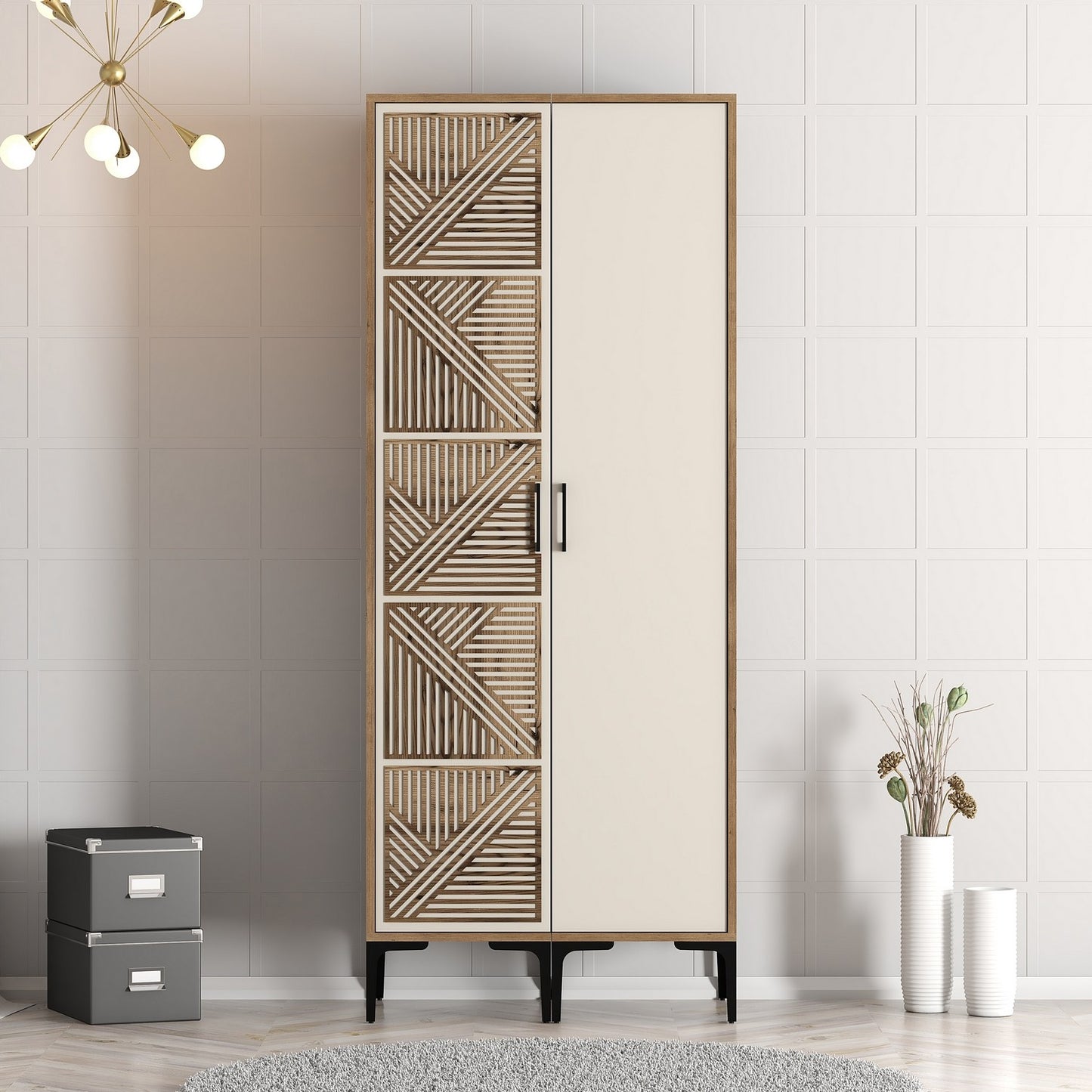 Ντουλάπα 80x201.4x47.5 εκ Walnut Cream 845HCT5426