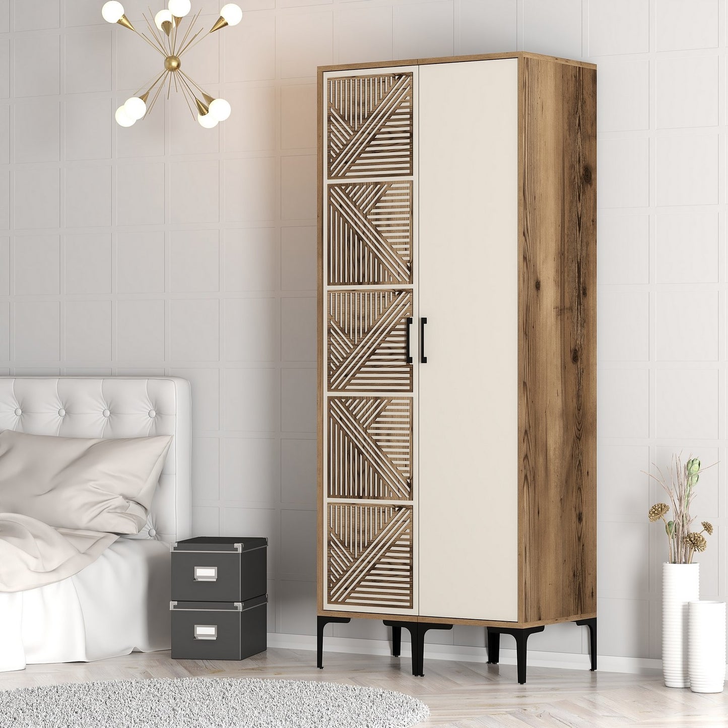Ντουλάπα 80x201.4x47.5 εκ Walnut Cream 845HCT5426