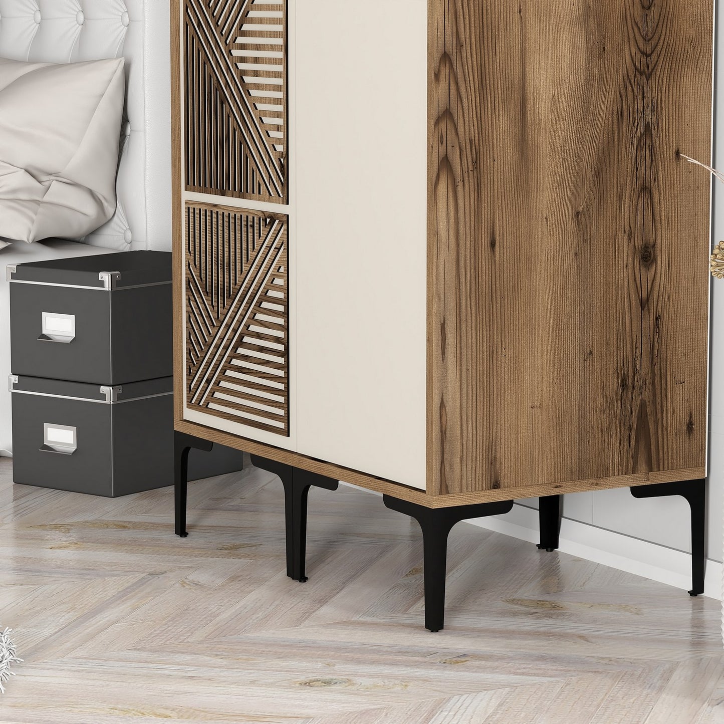 Ντουλάπα 80x201.4x47.5 εκ Walnut Cream 845HCT5426