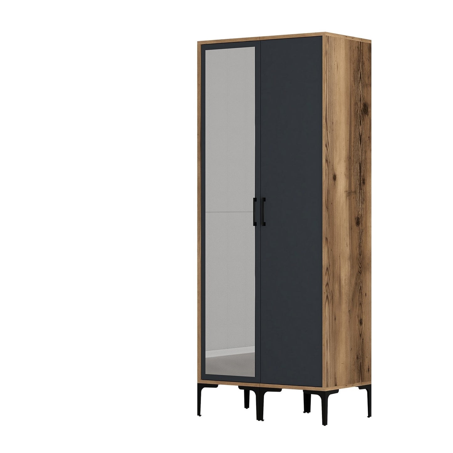 Ντουλάπα 80x201.4x47.5 εκ Walnut Anthracite 845HCT5429