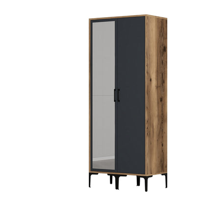 Ντουλάπα 80x201.4x47.5 εκ Walnut Anthracite 845HCT5429