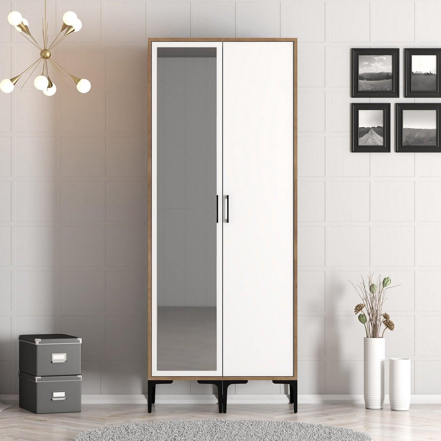 Ντουλάπα 80x201.4x47.5 εκ Walnut White 845HCT5430